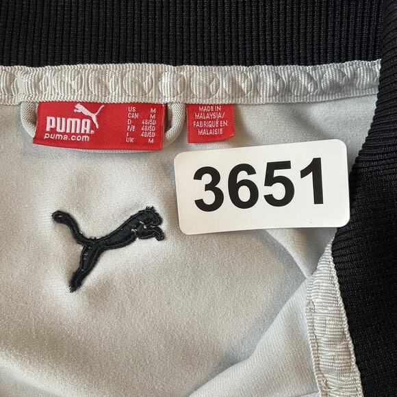 Puma Men Jacket Size M Gray Activewear Logo Zipper Long Sleeve Zipped Pockets - Picture 2 of 10
